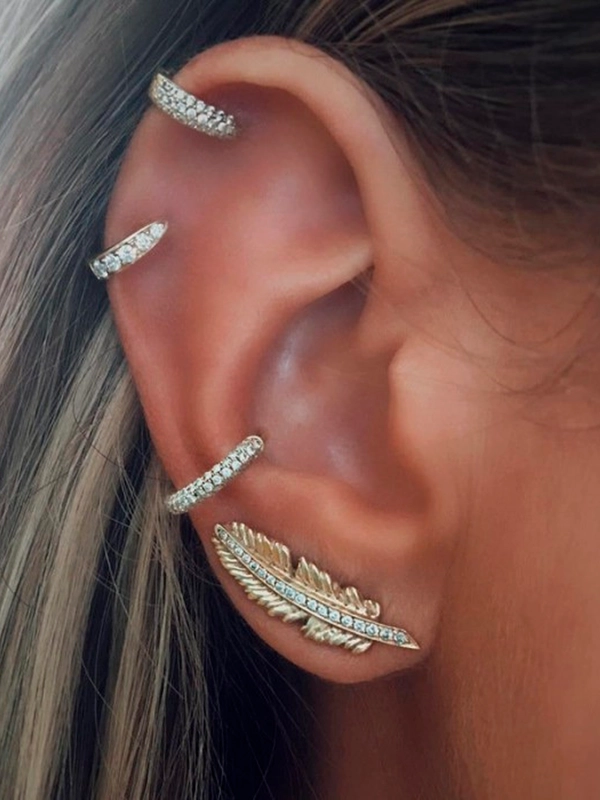 Серьги кафф в комплекте, 4 шт