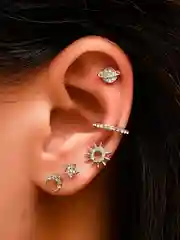 Серебряный серьги-кафф и клипсы в различных формах, 5 штук