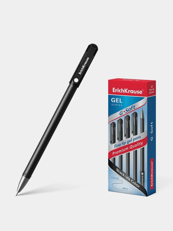 Ручка гелевая ErichKrause G-Soft Stick Classic, 0.38 мм, черный, в коробке 12 штук