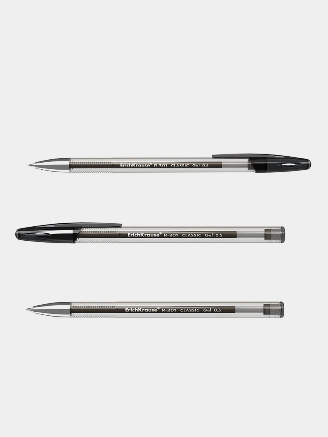 Ручка гелевая ErichKrause R-301 Gel Stick Classic,  0.5 мм, цвет чернил черный, 12 штук