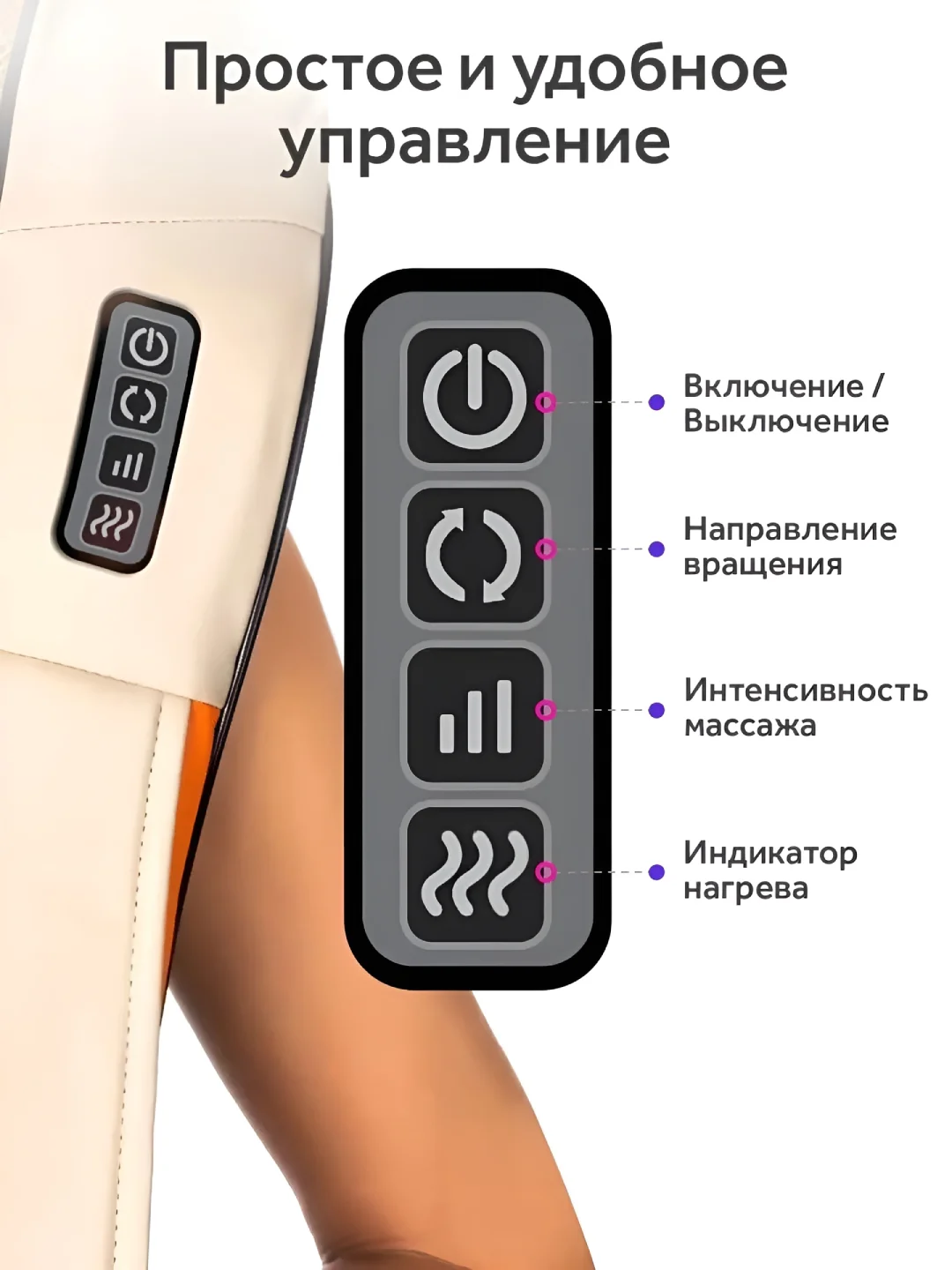 Массажер для шеи, спины, плеч и тела, с прогревом, массажная накидка, универсальная