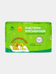 Пеленки одноразовые для животных Доброзверики, с суперабсорбентом, 60х90 см, 30 шт