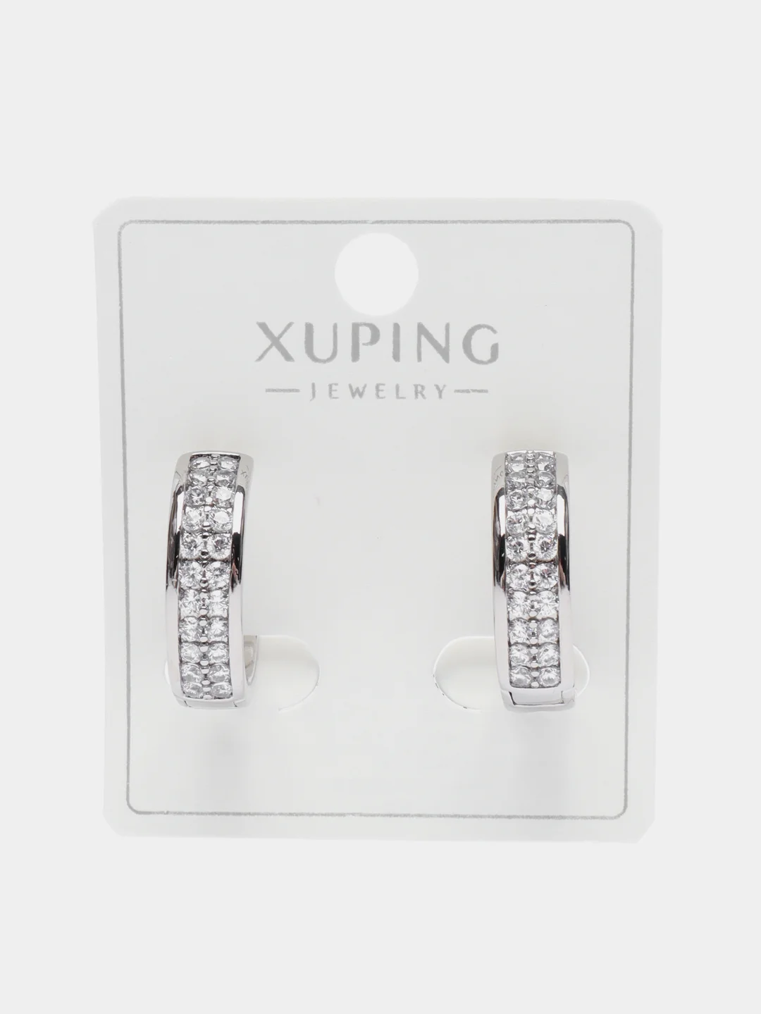 Серебряный серьги-кольца Swarovski, серьги сваровский, серьги с кристаллами