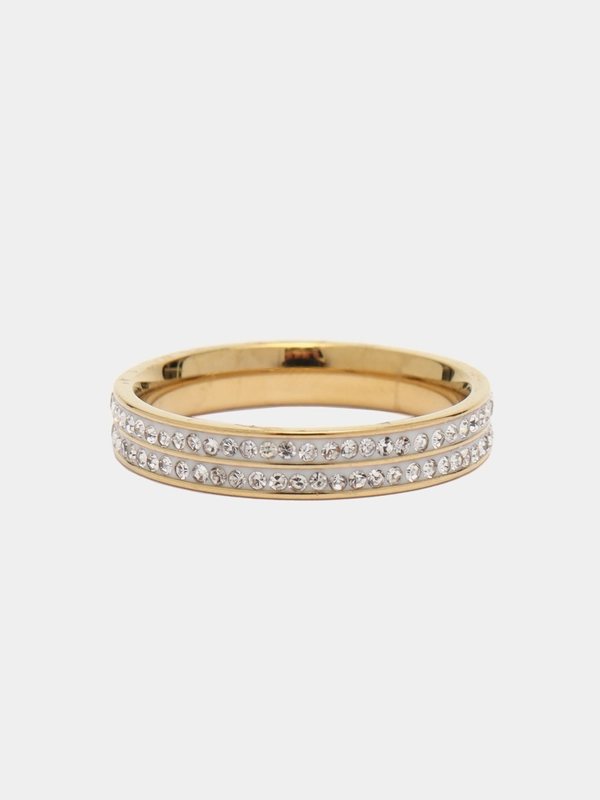 Кольцо с двумя дорожками Swarovski,кольцо сваровский,кольцо с кристаллами обручальное