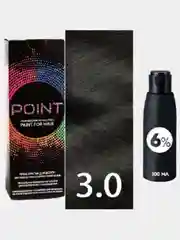 POINT. ПРОМО Краска для волос для проф.прим., тон №3.0, Тёмный шатен + 6% оксид, 100/100мл