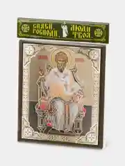 Икона освящённая Духовный Наставник "Святой Спиридон Тримифунтский" на МДФ, 10 х 12