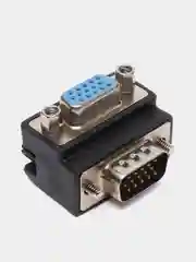 Черный угловой переходник адаптер VGA (M) - VGA (F), 1 шт