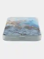 Голубой силиконовый чехол на iPhone 12 Mini / Айфон 12 mini прозрачный, с рисунком, защита камеры