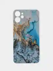 Голубой силиконовый чехол на iPhone 12 Mini / Айфон 12 mini прозрачный, с рисунком, защита камеры