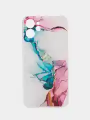 Ледяной силиконовый чехол на iPhone 12 Mini / Айфон 12 mini прозрачный, с рисунком, защита камеры