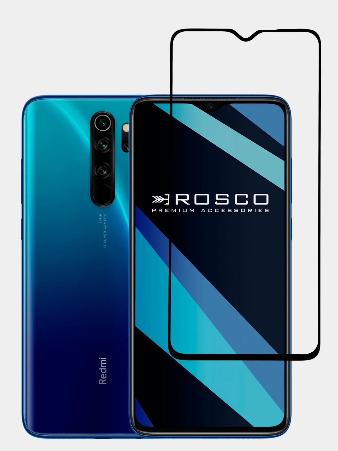 Стекло для Xiaomi Redmi Note 8 Pro защитное ROSCO олеофобное с рамкой, матовое, антишпион