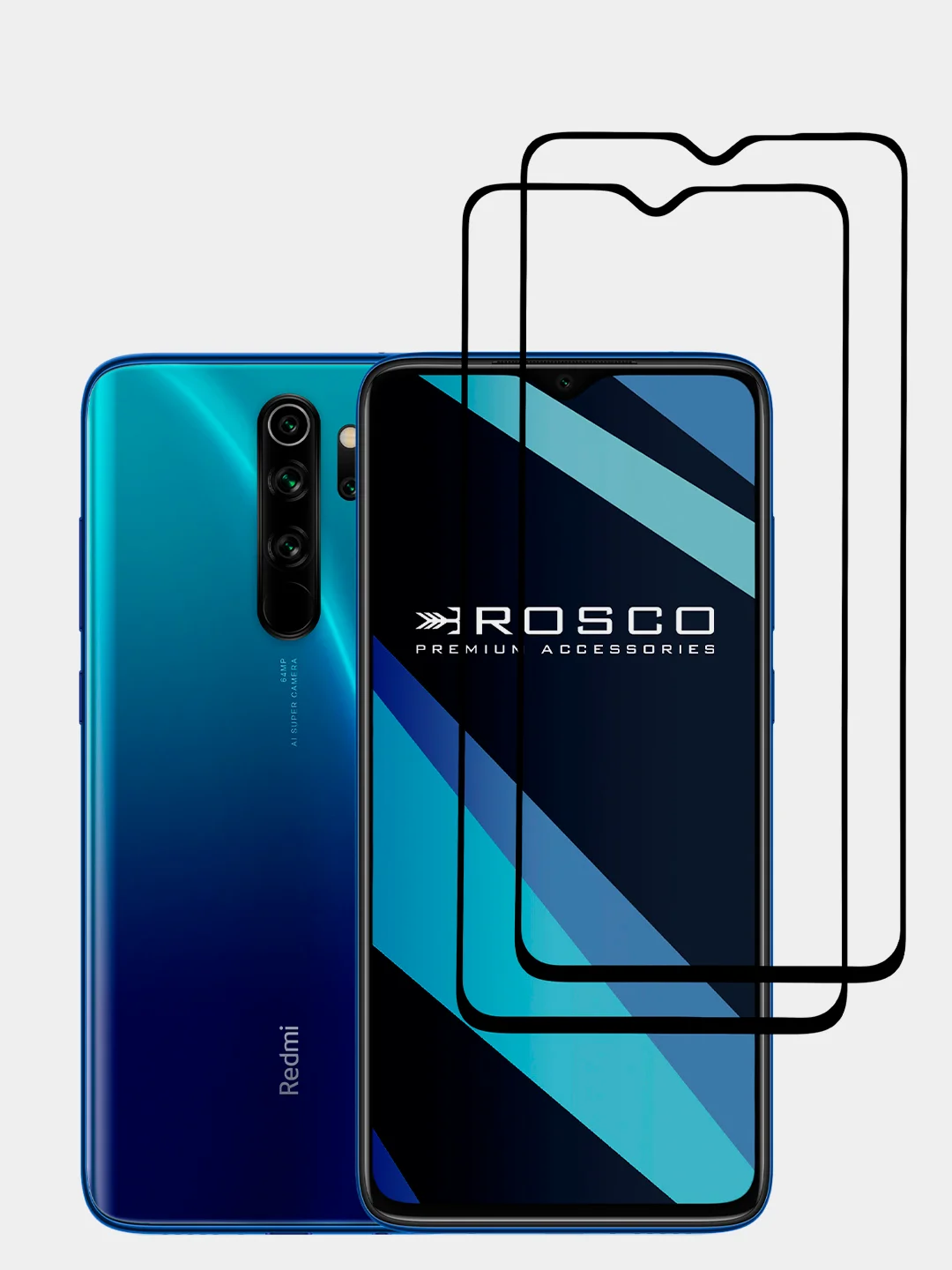 Стекло для Xiaomi Redmi Note 8 Pro защитное ROSCO олеофобное с рамкой, матовое, антишпион