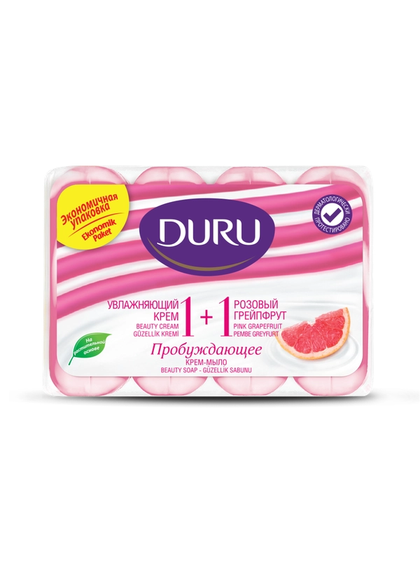 Крем-мыло DURU 1+1 пробуждающее розовый грейпфрут, 80 г x 4 шт
