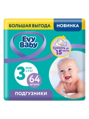 Подгузники Evy Baby Midi 5-9 кг (Размер 3/M), 64 шт