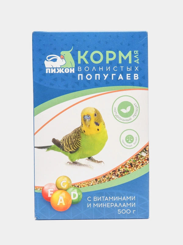 Корм "Пижон" для волнистых попугаев, с витаминами и минералами, 500 г
