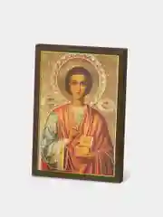 Икона освящённая Духовный Наставник "Святой Пантелеймон Целитель" на МДФ 6х9
