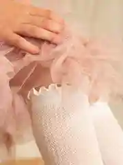 Молочный гольфы  для девочек, белые,черные, кружевные