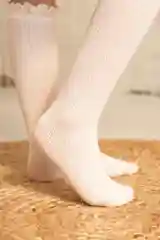 Молочный гольфы  для девочек, белые,черные, кружевные