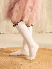 Угольный гольфы  для девочек, белые,черные, кружевные