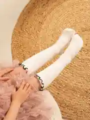 Угольный гольфы  для девочек, белые,черные, кружевные