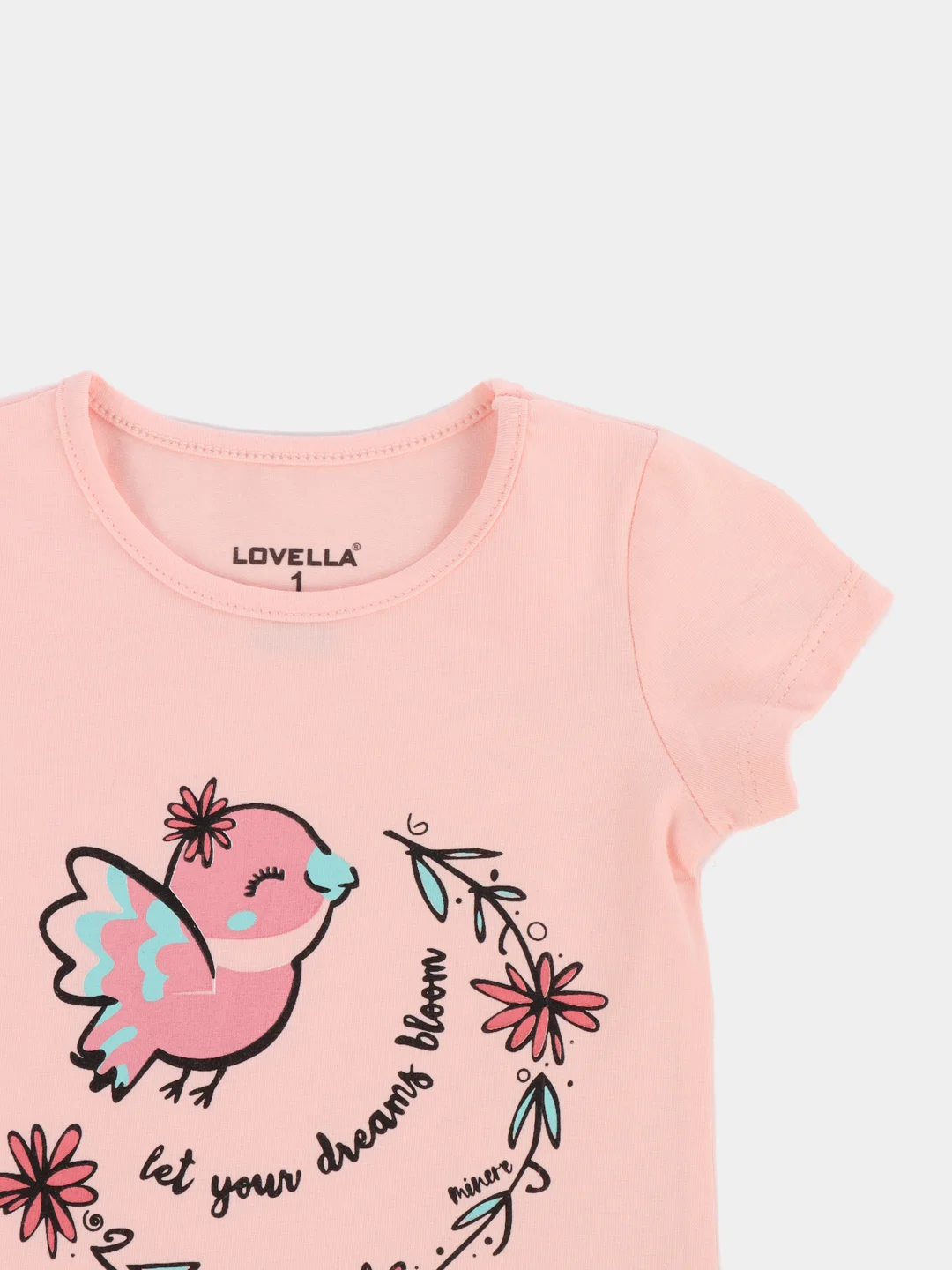 Пудровый комплект детский трикотажный для девочки футболка + бриджи LOVELLA 23024