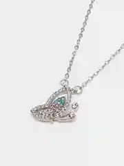 Серебряный цепочка на шею с подвеской бабочка с подвижным крылом