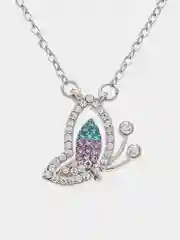 Серебряный цепочка на шею с подвеской бабочка с подвижным крылом