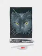 Алмазная мозаика с частичным заполнением "Чёрный кот", 15 х 21 см, холст