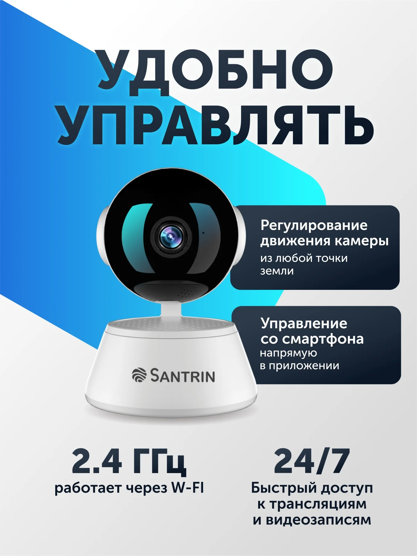 Камера видеонаблюдения беспроводная wifi ip Видеоняня 2 Mpix 1080P радионяня PTZ 3.6 мм