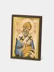 Икона освящённая Духовный Наставник "Святой Спиридон Тримифунтский" на МДФ 6х9