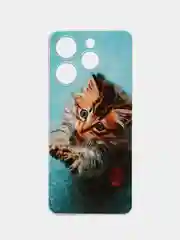 Светло-коричневый чехол на Tecno Spark 10 Pro (Текно Спарк 10 Про), прозрачный, с рисунком, защита камеры