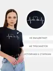 Черный футболка женская оверсайз с надписью, нарядная