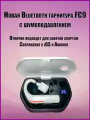 Блютуз гарнитура наушник беспроводная FC9 с двойным микрофоном, кейс для зарядки
