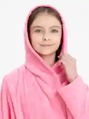 Розовый халат детский махровый с капюшоном, Lilians