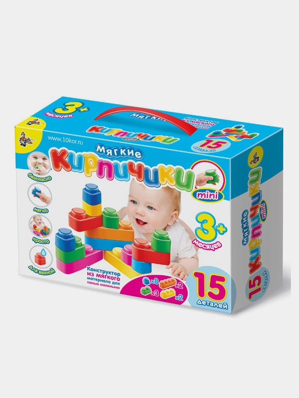 Конструктор Десятое королевство "Мягкие кирпичики мини", 15 деталей