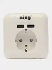 Розетка с USB портами белая