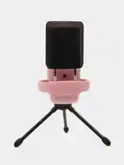 Розовый конденсаторный студийный USB-микрофон для записи голоса, белый / розовый