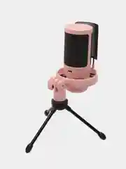 Розовый конденсаторный студийный USB-микрофон для записи голоса, белый / розовый