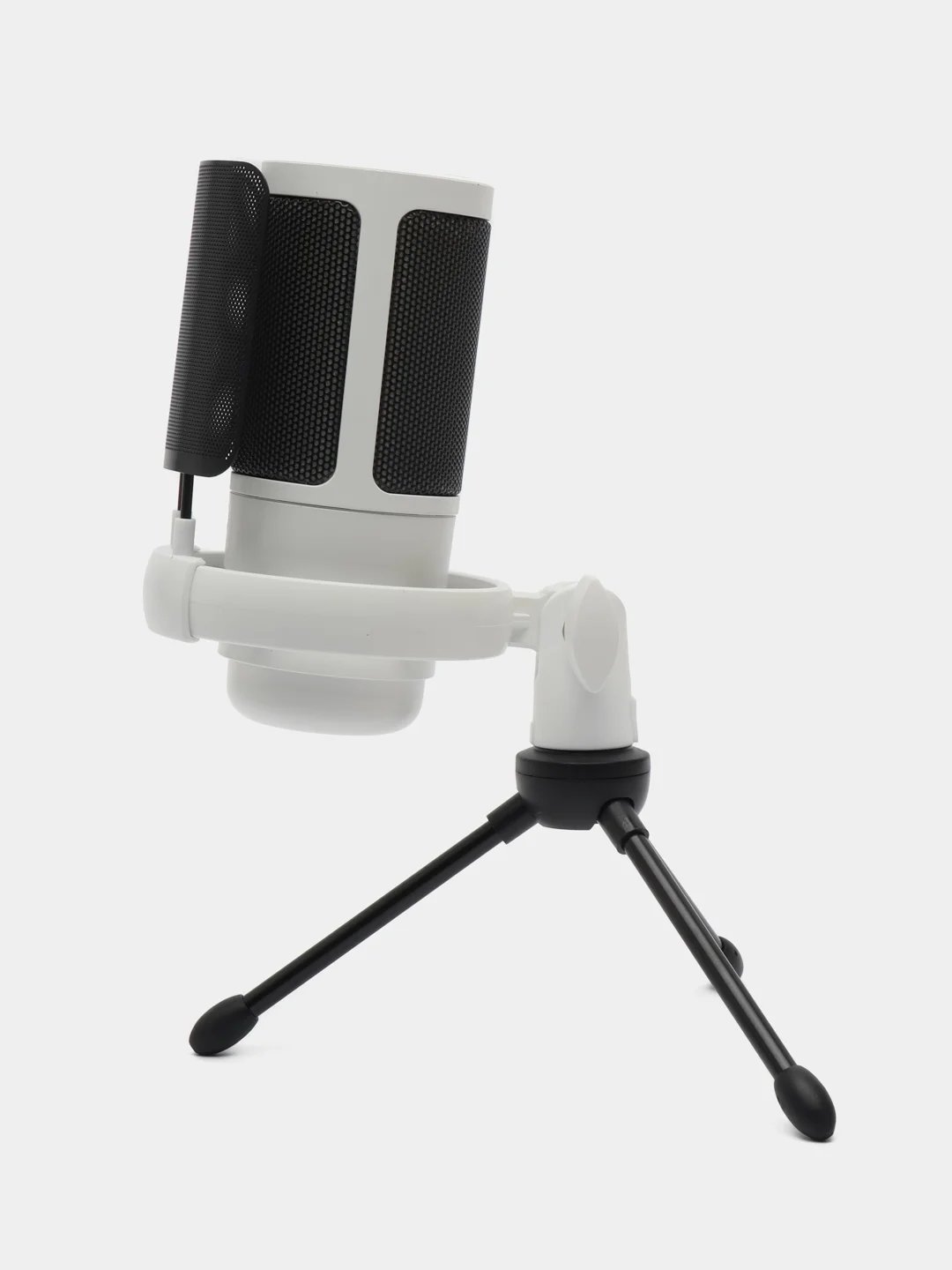 Белый конденсаторный студийный USB-микрофон для записи голоса, белый / розовый
