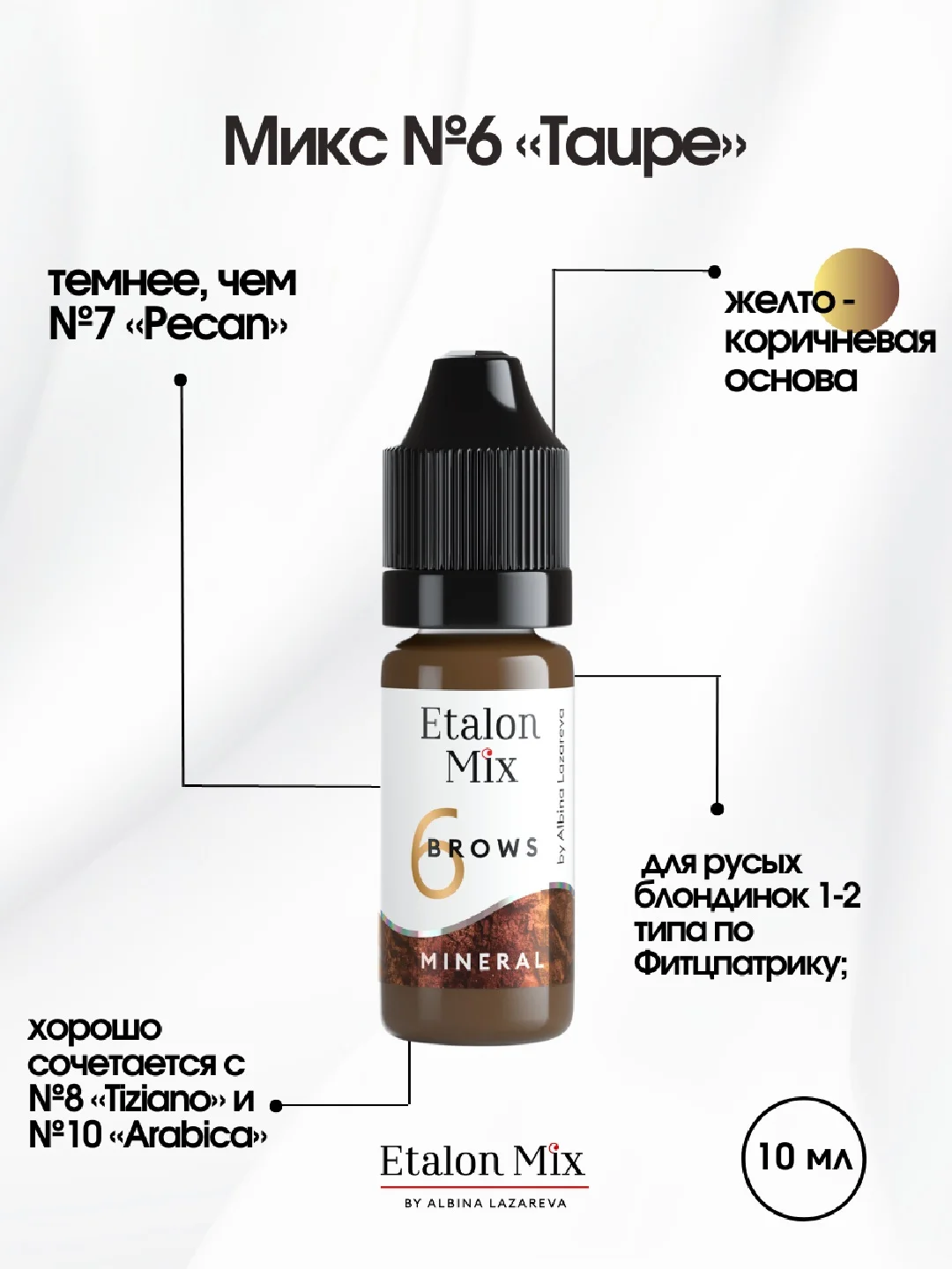 Минеральная линейка пигментов Etalon Mix 10мл/ Пигменты для татуажа Эталон микс