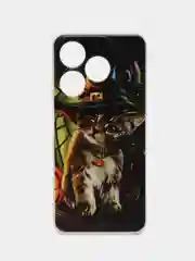 Медный чехол на Tecno Spark 10/10C (Текно Спарк 10/10С), прозрачный, с рисунком, защита камеры