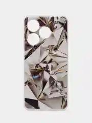 Серый металлик чехол на Tecno Spark 10/10C (Текно Спарк 10/10С), прозрачный, с рисунком, защита камеры