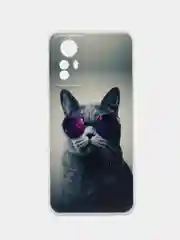 Синий меланж чехол прозрачный на Xiaomi Redmi Note 12S (Сяоми Редми Нот 12S), с рисунком, защита камеры