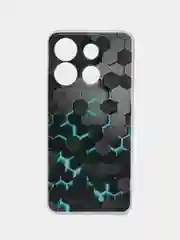 Бирюзовый чехол на Infinix Smart 7 HD / Инфиникс Смарт 7 HD прозрачный, с рисунком, защита камеры