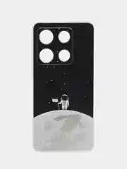 Серебряный чехол для Infinix Note 30 Pro (Инфиникс Нот 30 Про), прозрачный, с рисунком, защита камеры
