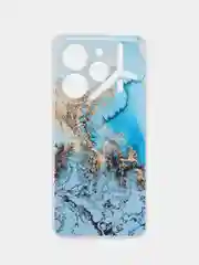 Голубой силиконовый чехол на Tecno Pova 6 Pro 5G / Текно Пова 6 Про прозрачный, с рисунком