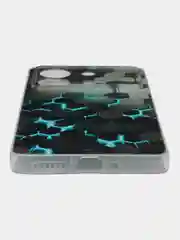 Бирюзовый силиконовый чехол на Xiaomi Poco X6 Neo / Поко X6 Нео прозрачный, с рисунком