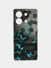 Бирюзовый силиконовый чехол на Xiaomi Poco X6 Neo / Поко X6 Нео прозрачный, с рисунком