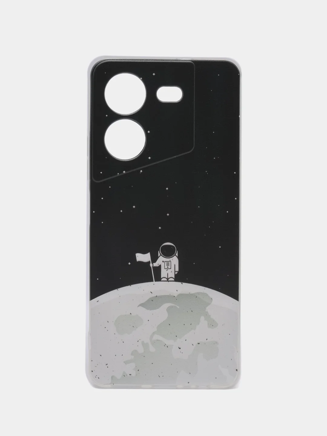 Серебряный силиконовый чехол на Tecno Pova 5 (Текно Пова 5), прозрачный, с рисунком, защита камеры
