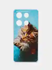 Светло-коричневый чехол для Infinix Note 30 Pro (Инфиникс Нот 30 Про), прозрачный, с рисунком, защита камеры